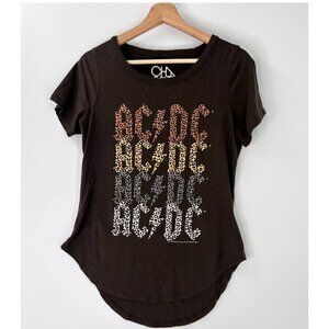 Chaser From Anthropologie Leopard Print AC/DC T-shirt Brown Women’s Size Small